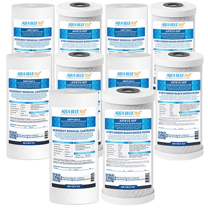 Twin Whole House Replacement Water Filter Set Polyspun + CTO  10"X4.5"