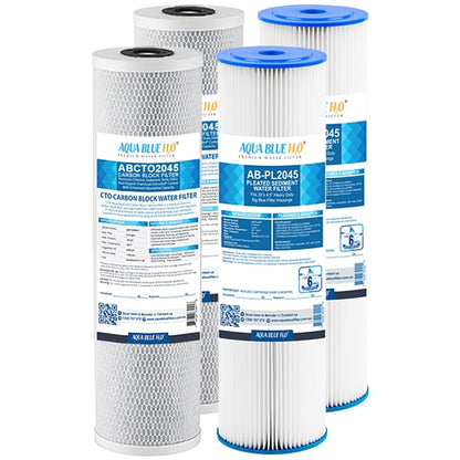 Big Blue 20"x4.5" Whole House CTO Carbon Block 5M, Pleated Sediment Water Filter 2 Pcs Set