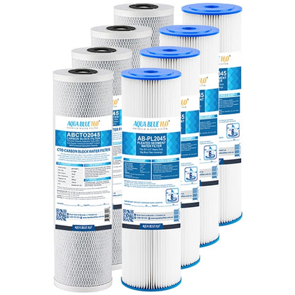 Big Blue 20"x4.5" Whole House CTO Carbon Block 5M, Pleated Sediment Water Filter 2 Pcs Set