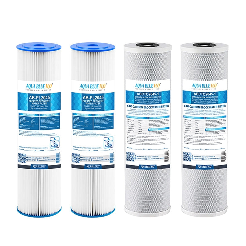Big Blue 20"x4.5" Whole House CTO Carbon Block Sediment Polyspun Water Filter 2 Pcs Set