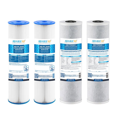 Big Blue 20"x4.5" Whole House CTO Carbon Block Sediment Polyspun Water Filter 2 Pcs Set