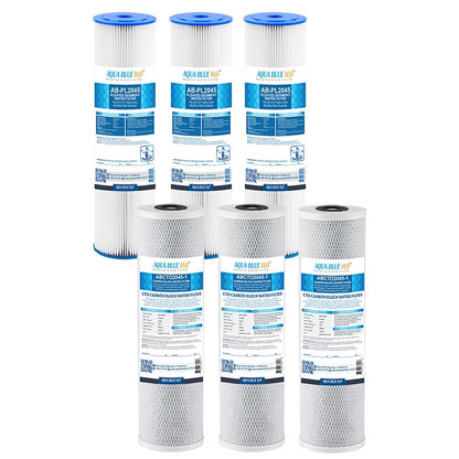 Big Blue 20"x4.5" Whole House CTO Carbon Block Sediment Polyspun Water Filter 2 Pcs Set