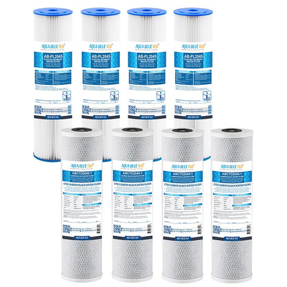 Big Blue 20"x4.5" Whole House CTO Carbon Block Sediment Polyspun Water Filter 2 Pcs Set