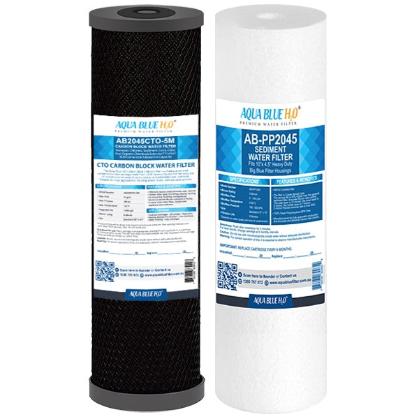 Big Blue 20"x4.5" Whole House CTO Carbon Block Sediment Polyspun Water Filter 2 Pcs Set
