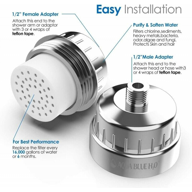 AQUA BLUE H20 High Output Chlorine Removing Showerhead Filtration System