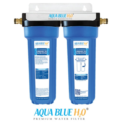 Twin Caravan & RV Water Filter System with Sediment & Silver Carbon Block Filter