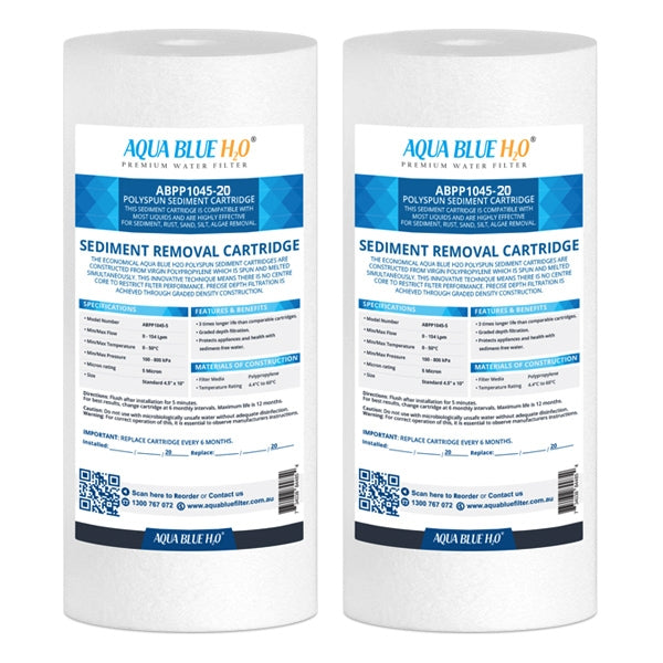 Aqua Blue H20 10x4.5 Polyspun polyproylene sediment cartridge 20Mic water filter