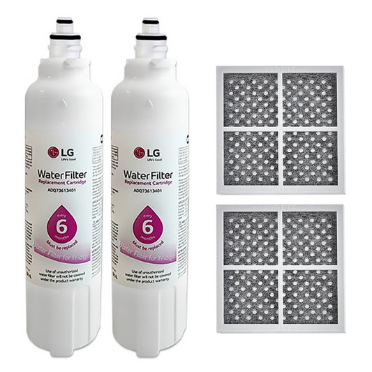 2X LG  Genuine Fridge Filter ADQ73613401 LT800P with 2 x LG Air Filter ADQ73214404