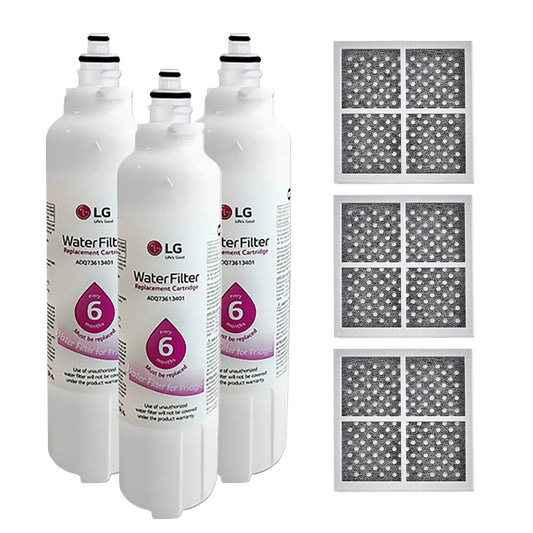2X LG ADQ73613401(LT800P) GENUINE FRIDGE FILTER with 2xLG Air Filter ADQ73214404(LT120F)