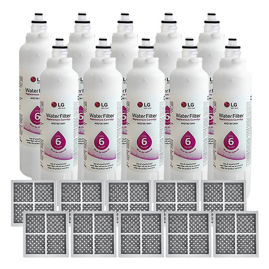10x LG ADQ73613401(LT800P) GENUINE FRIDGE FILTER with 10x LG Air Filter ADQ73214404(LT120F)