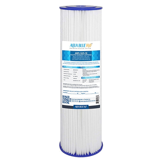 Aqua Blue H20 Washable Pleated Sediment Filter 10 x 2.5 10 Mic