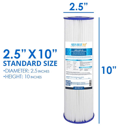 Aqua Blue H20 Washable Pleated Sediment Filter 10 x 2.5 10 Mic