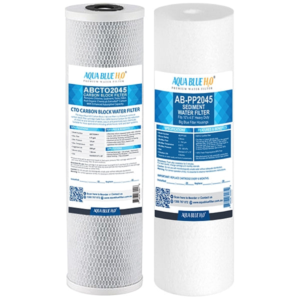 Big Blue 20"x4.5" Whole House CTO Carbon Block 5M, Sediment Polyspun Water Filter 2 Pcs Set