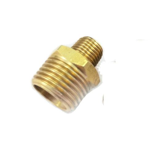 1 X BRASS REDUCER - 1/2" MALE THREAD TO 1/4" MALE THREAD HEX NIPPLE