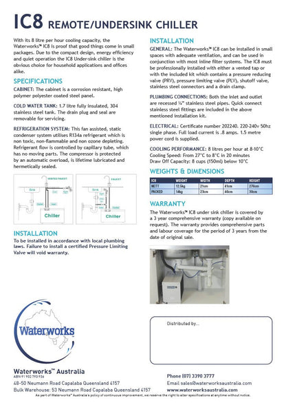 IC8 REMOTE/UNDERSINK CHILLER REMOTE/UNDERSINK CHILLER