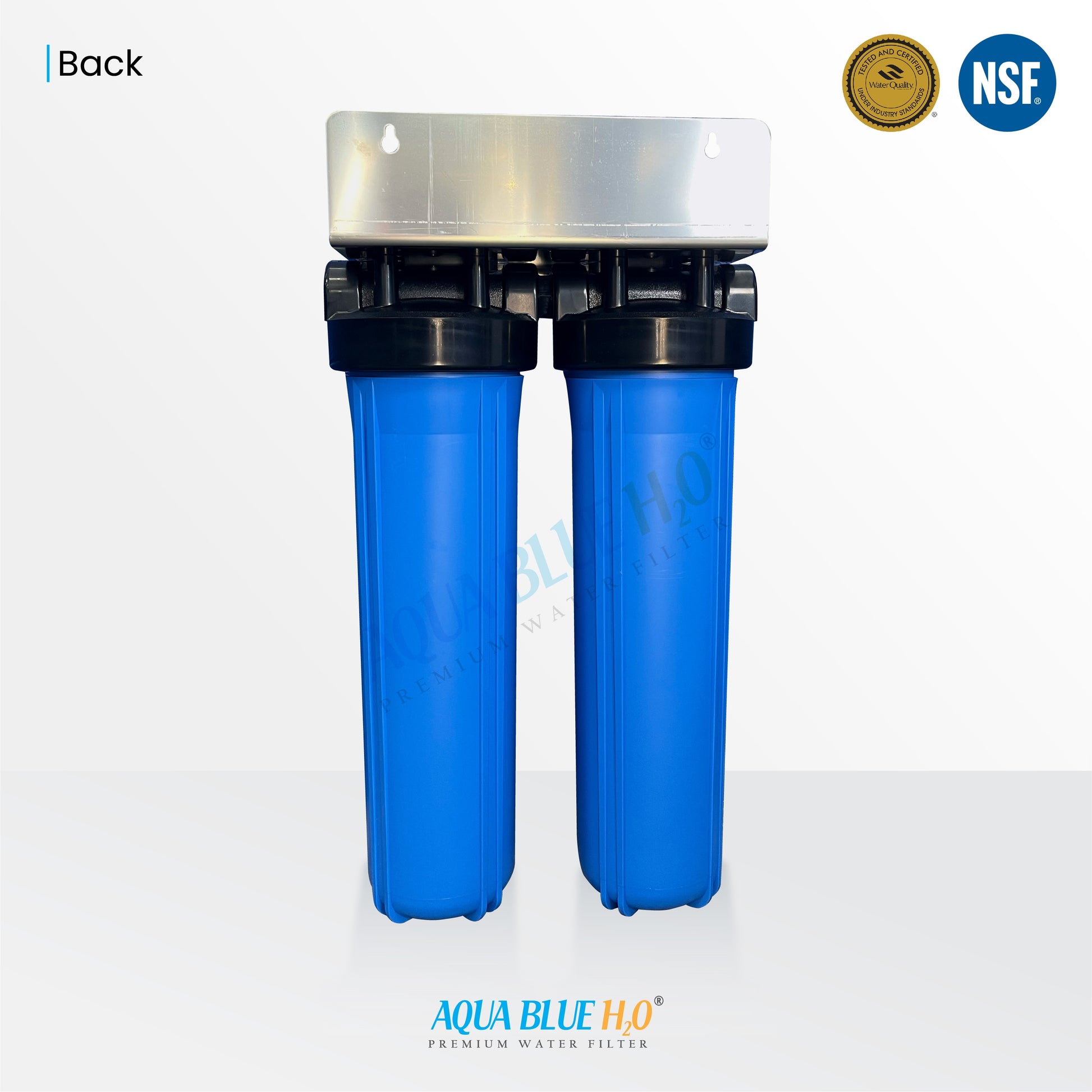 20" Big Blue Twin Housing with Stand 10um Carbon and 5um Sediment Filters with S/S bracket