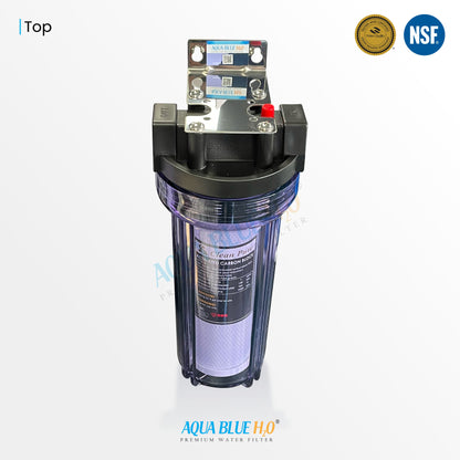 10 Inch Clear Big Blue Filter Housing with 5 Micron PP Sediment Water Filter, Reverse Osmosis Faucet, Connection Kit Set
