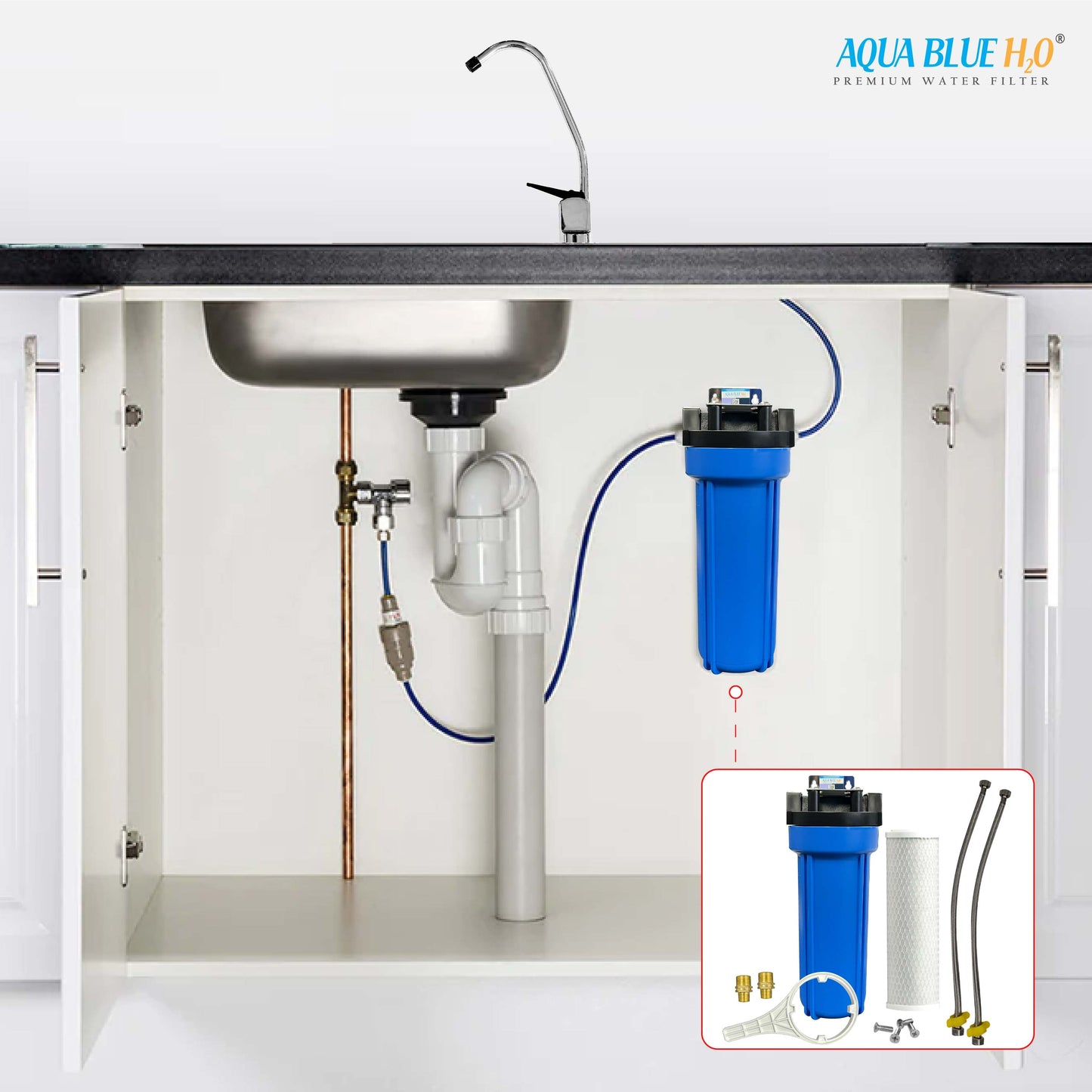 Single Water Filter System for Homes and Offices 10"X2.5" CTO Carbon Block Filter