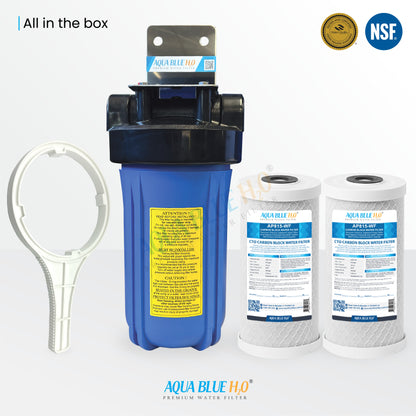 10″ Big Blue Single High Flow Rate Filter Housing Whole System, 5 Micron CTO Carbon Block Filter	