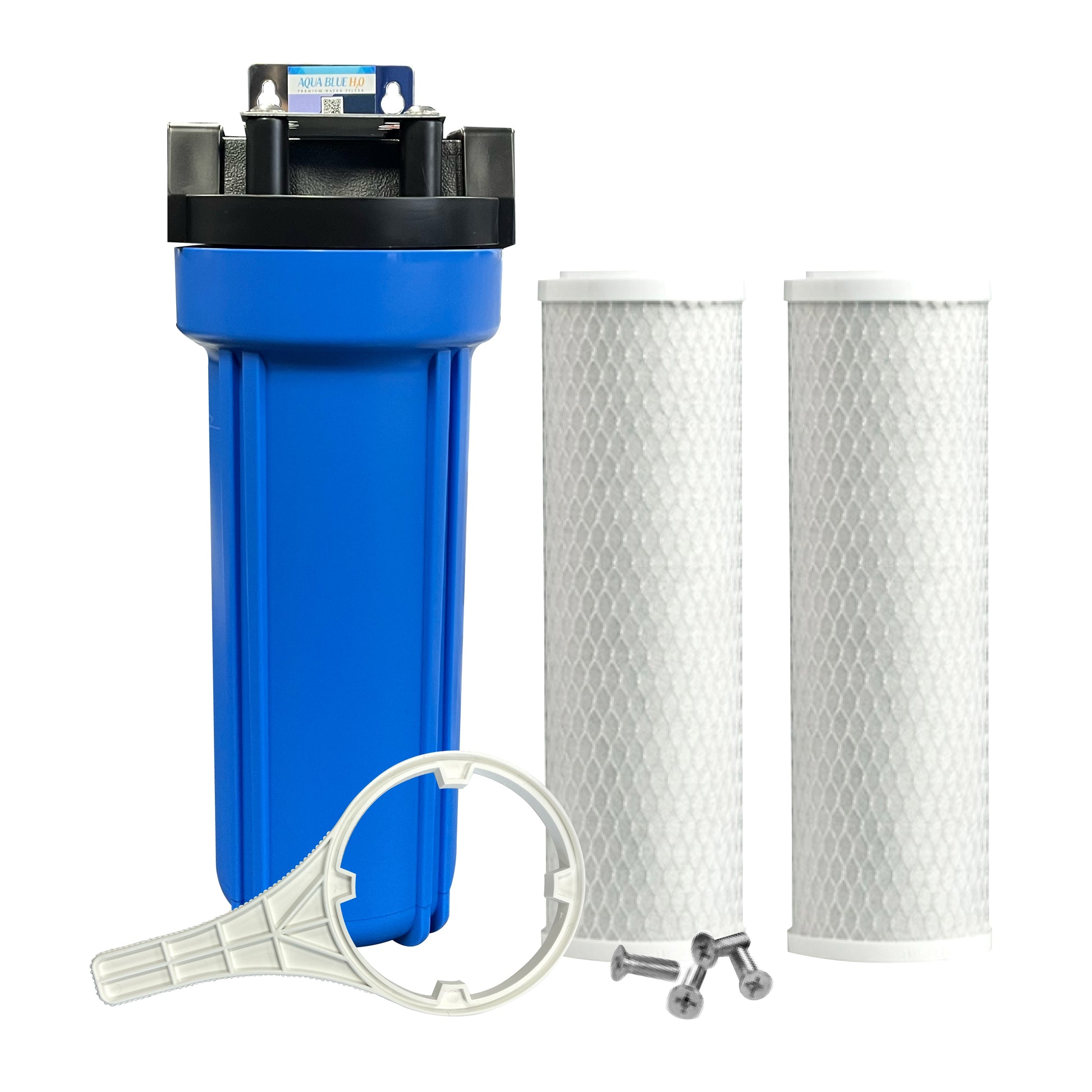 10 Inch Big Blue Housing with Presser Relief Button, 10 Micron CTO Carbon Block Filter