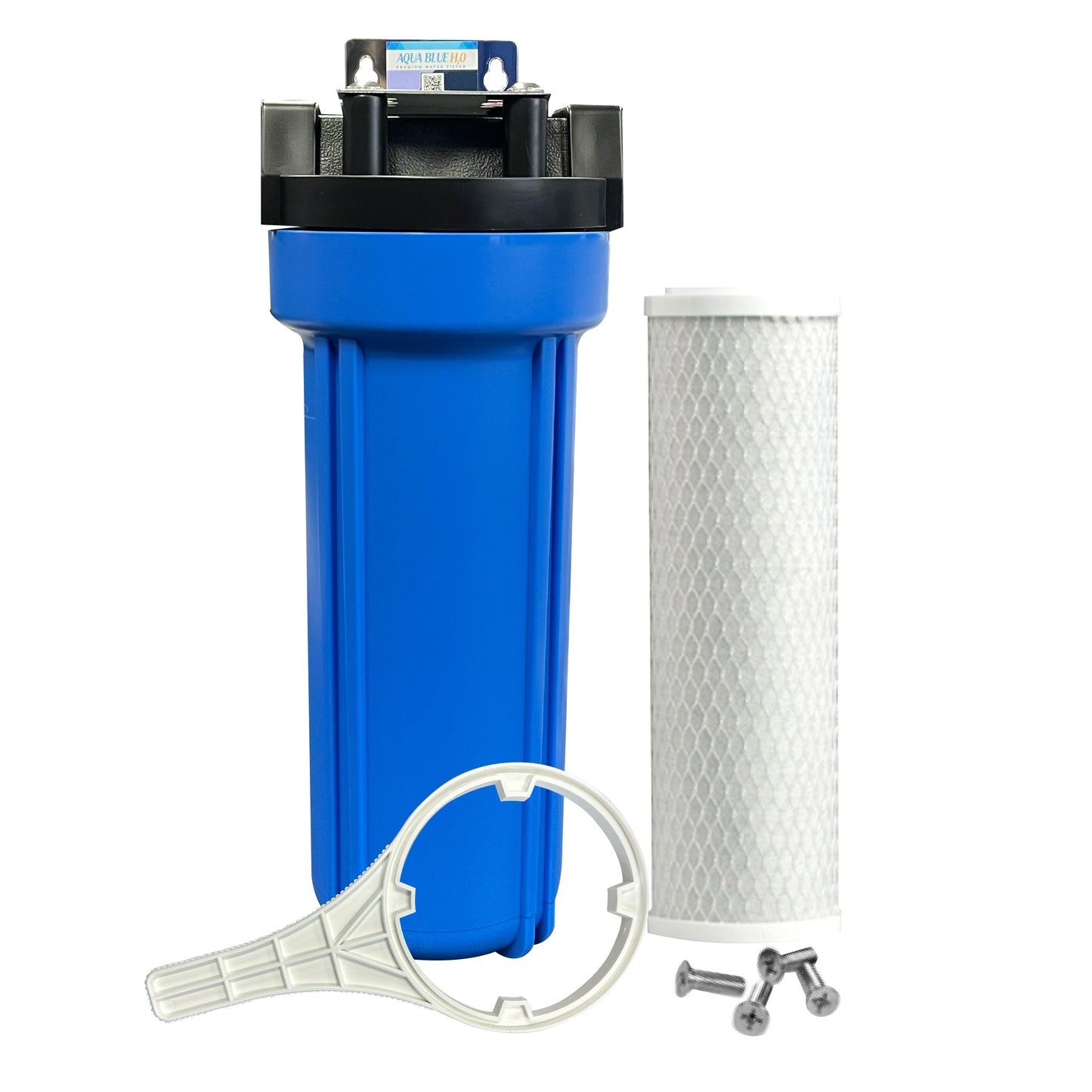 10 Inch Big Blue Housing with Presser Relief Button, 10 Micron CTO Carbon Block Filter
