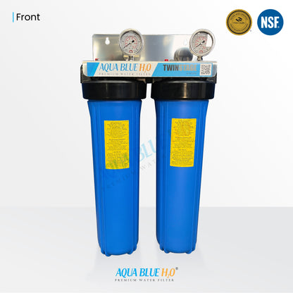 20" X 4.5" Big Blue Twin Water Filter Housing with SEDIMENT + RESIN