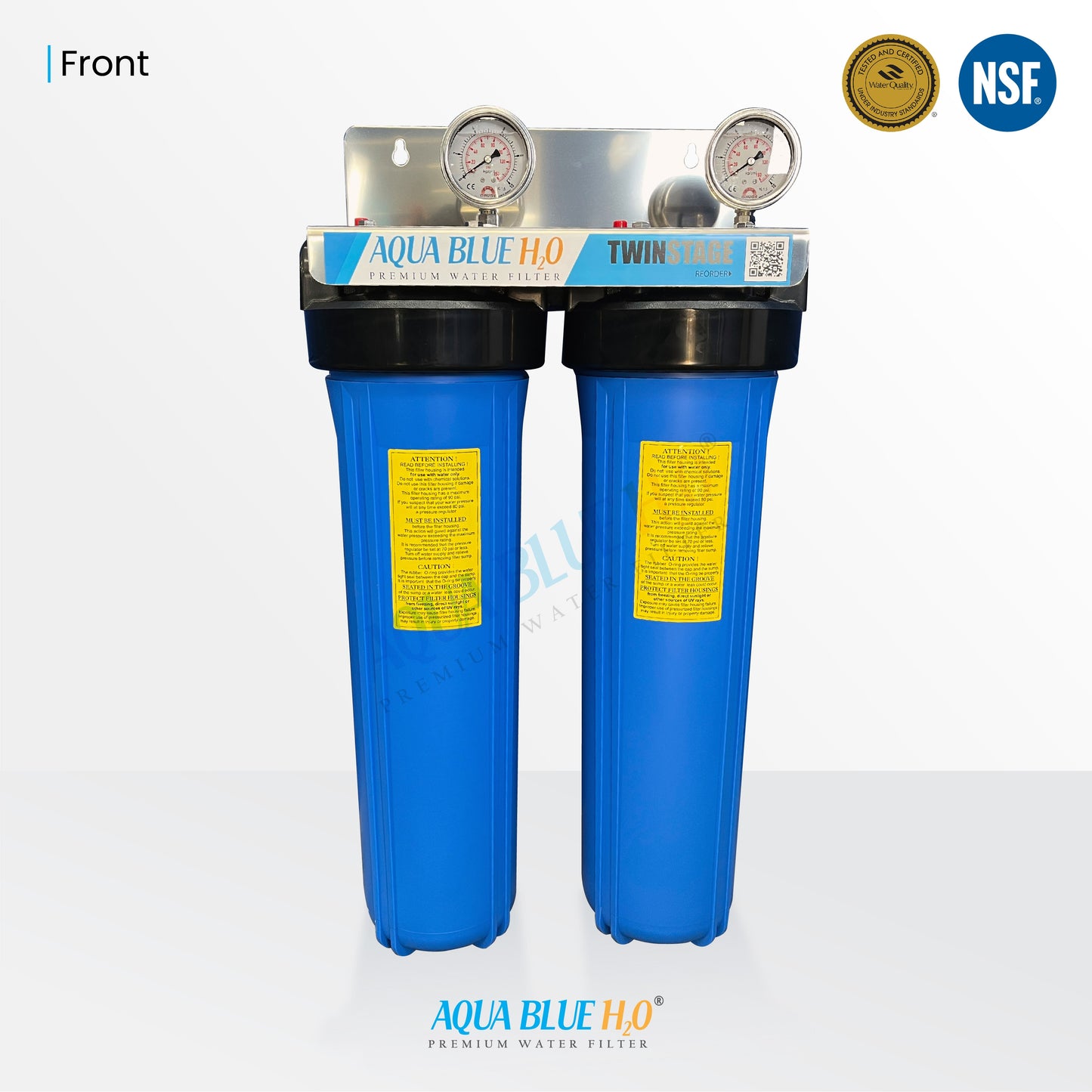 20" X 4.5" Big Blue Twin Water Filter Housing with SEDIMENT + alumina(fluride)