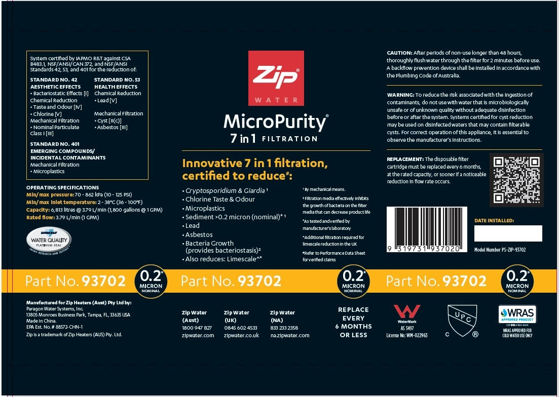 Zip MicroPurity 93702 Commercial Water Filter - 0.2 Micron