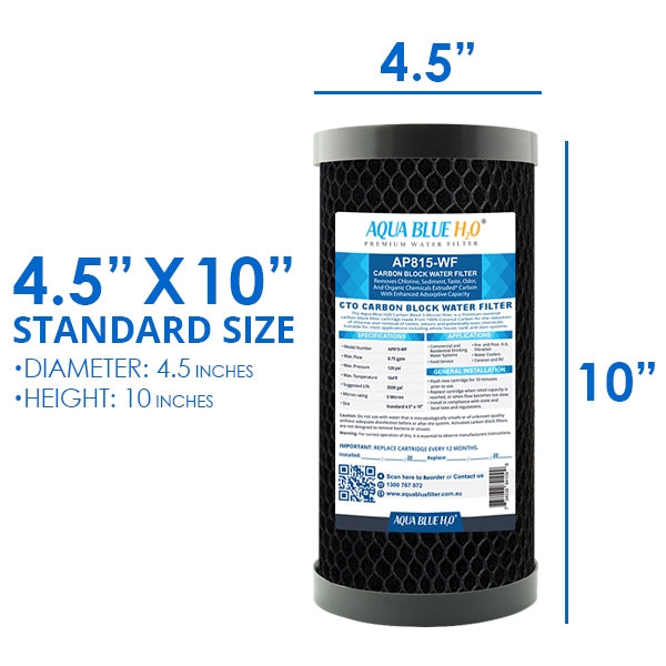 Whole House Water Filter System Carbon Block 10"x4.5" Replacement Filter