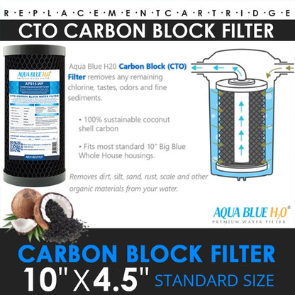 Whole House Water Filter System Carbon Block 10"x4.5" Replacement Filter