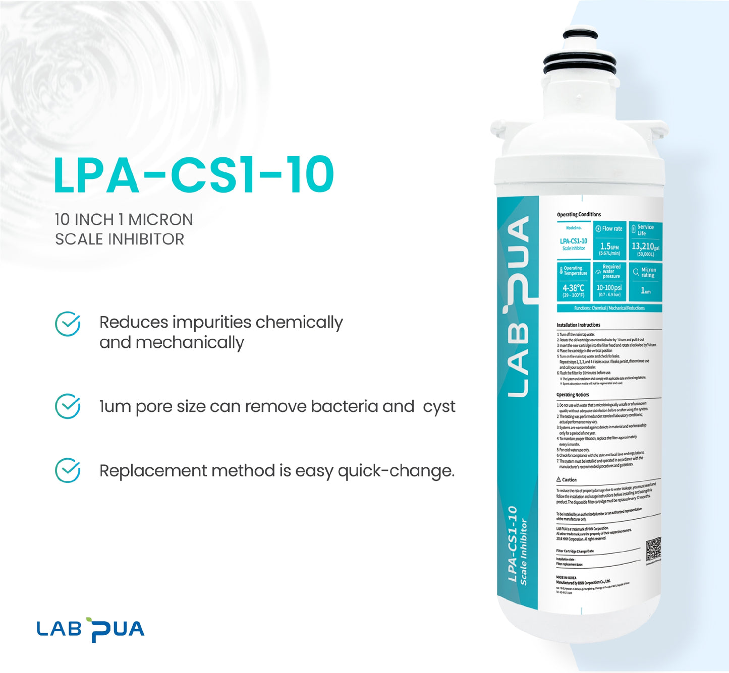 Lab Pua Residential Water Filter LPA-CS5-10