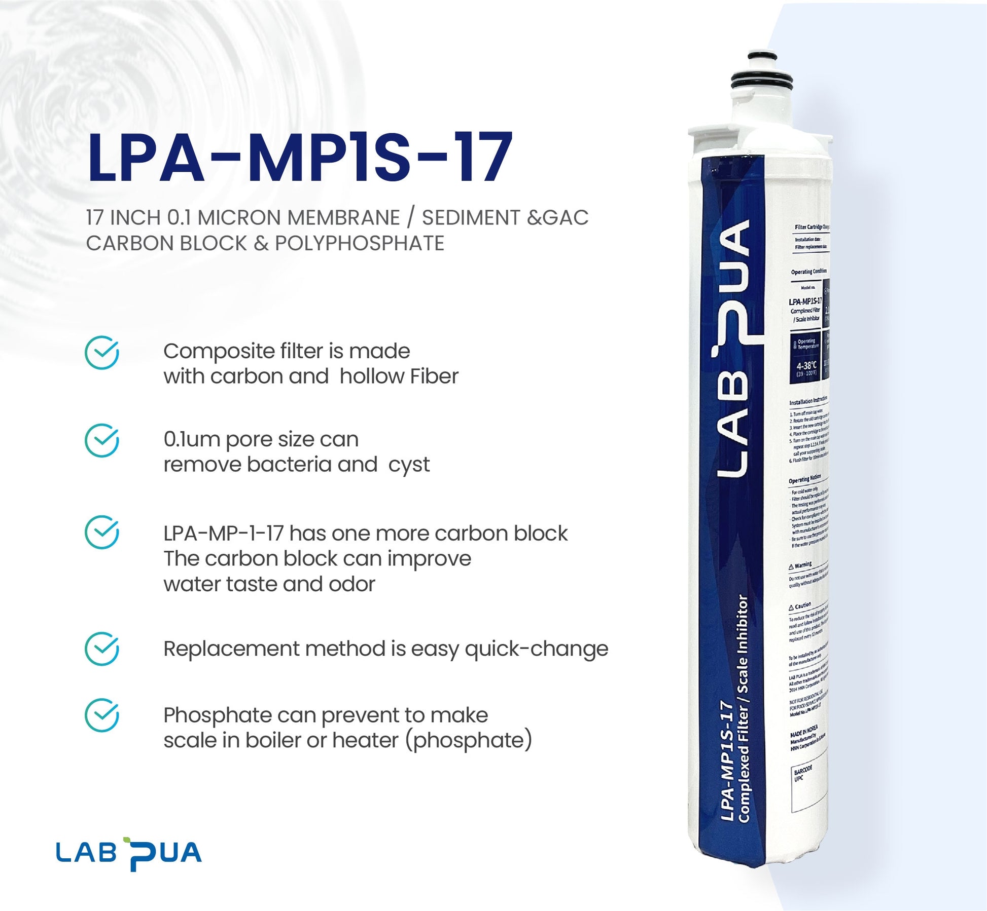 Lab Pua Residential High Flow Water Filter Kit 17 Inch Series