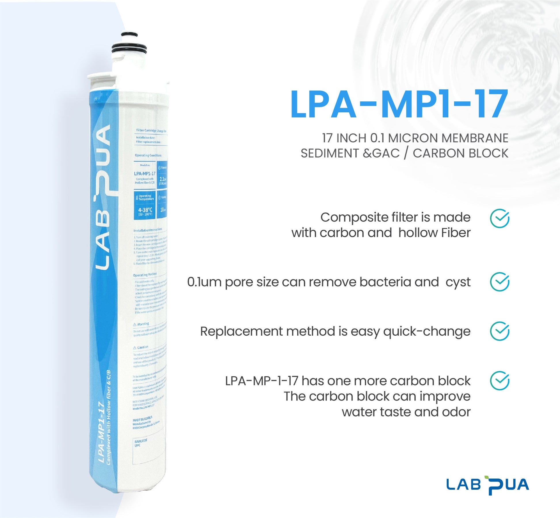 Lab Pua Residential High Flow Water Filter Kit 17 Inch Series