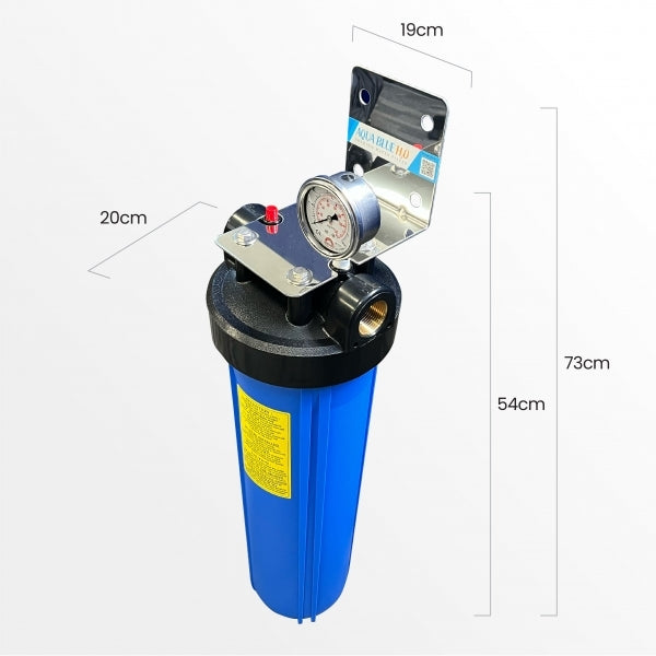 20 Inch Big Blue Whole House Water System With GAC Granular Activated Coconut Carbon 20" X 4.5" Refillable 2045 Silver GAC