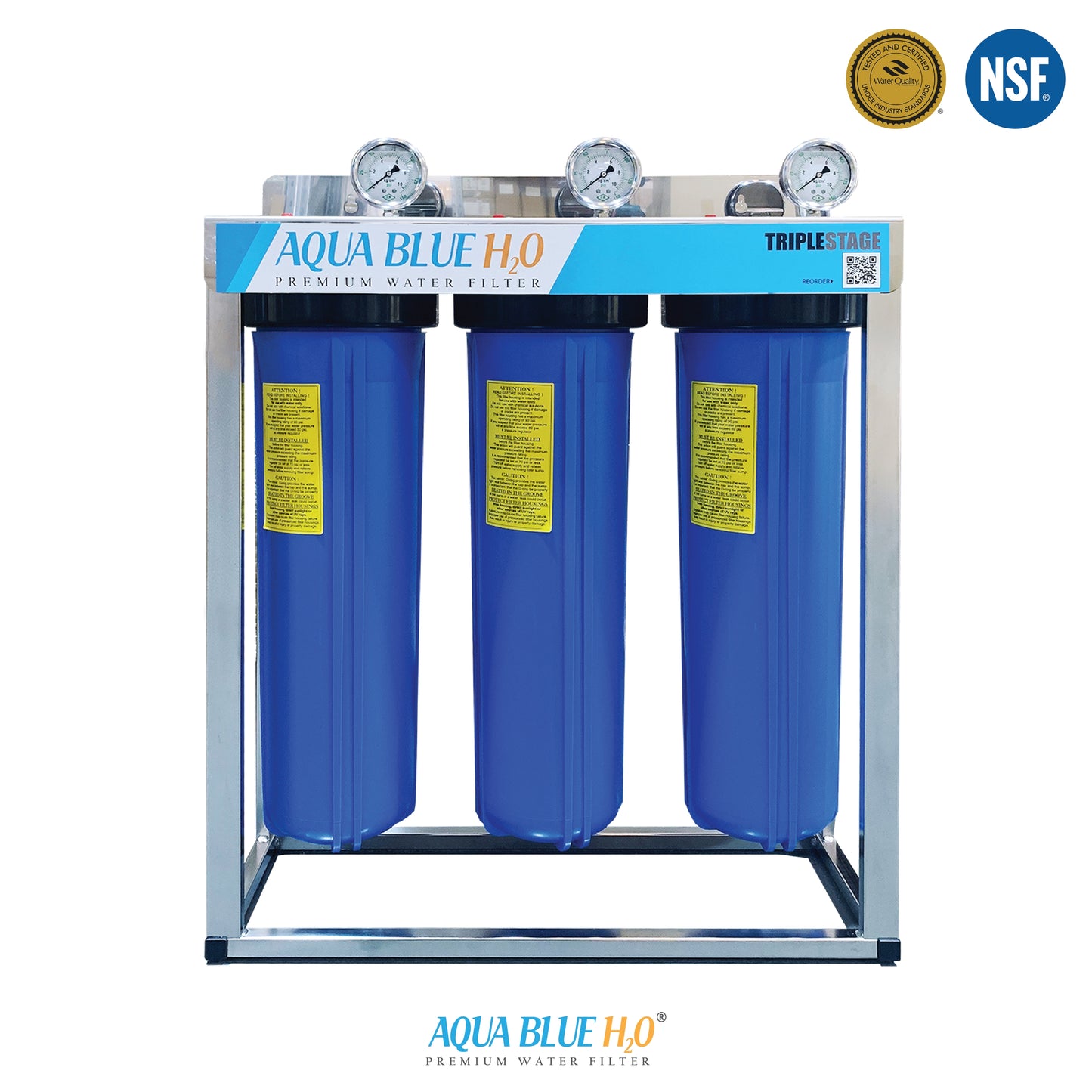 Whole House Water Filters with Shale Grey Cover Triple 99% eliminate bacteria